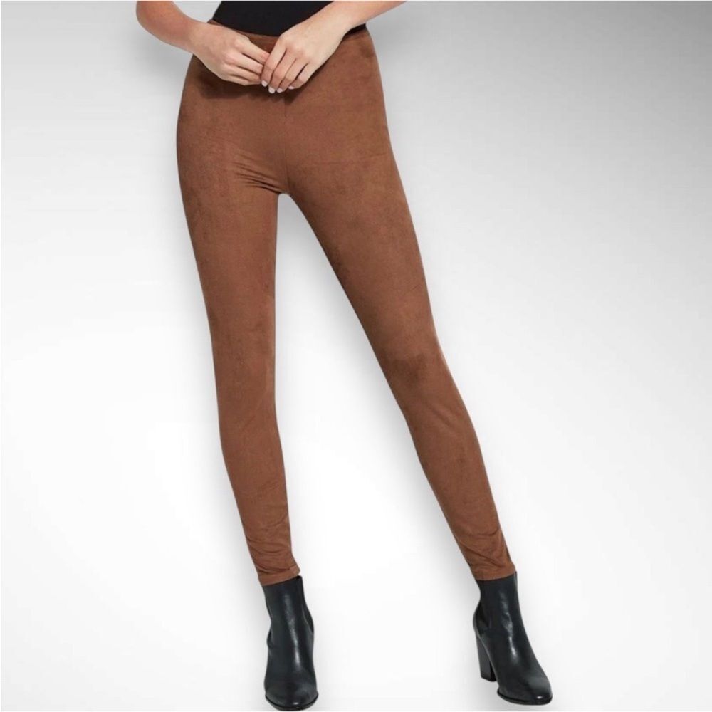 LYSSÉ New York Vegan Suede Leggings Bronze Brown High Waist Size Medium- NWT